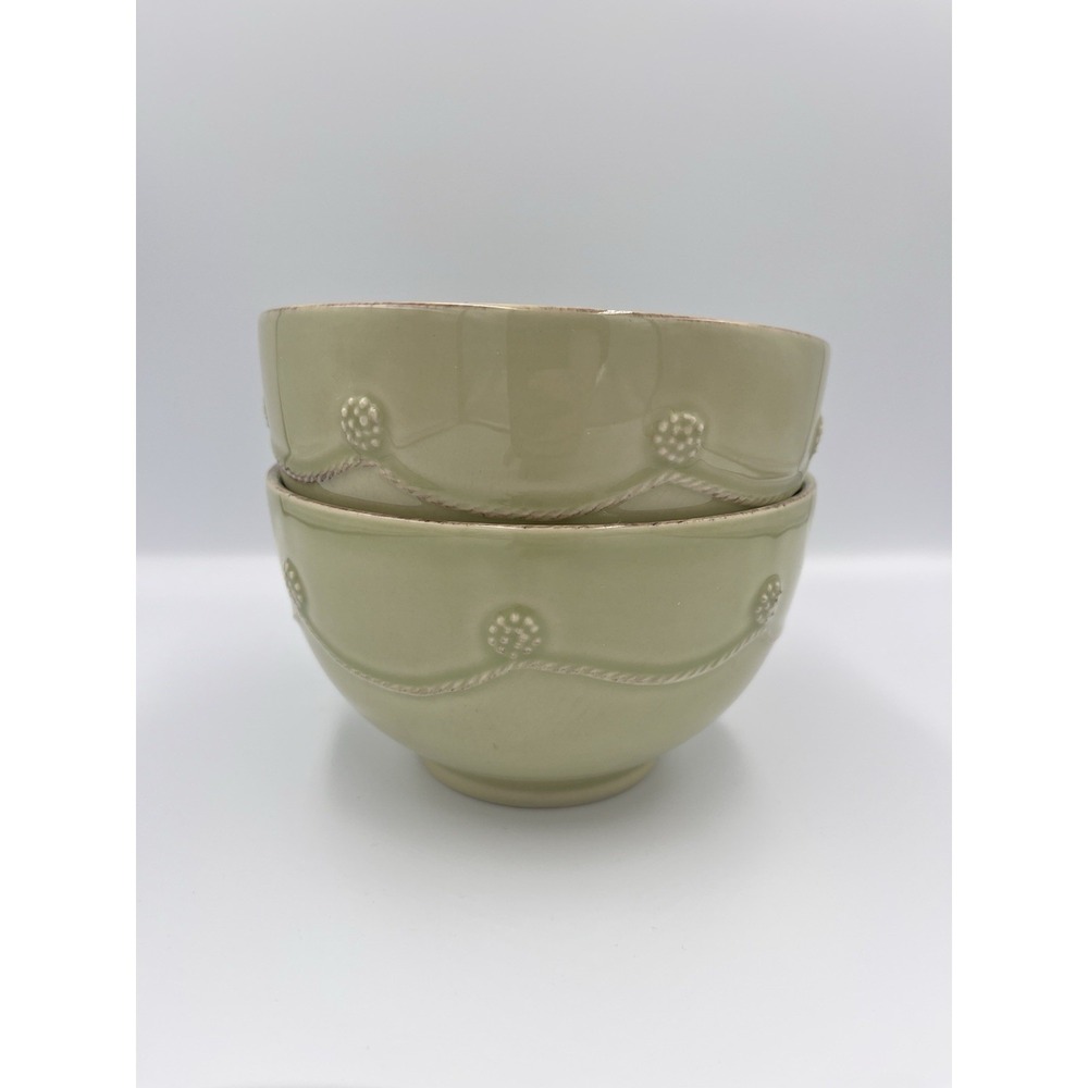 JULISKA Berry & Thread Pistachio Green 2 Footed Cereal Bowls 6" SET of 2 Discont